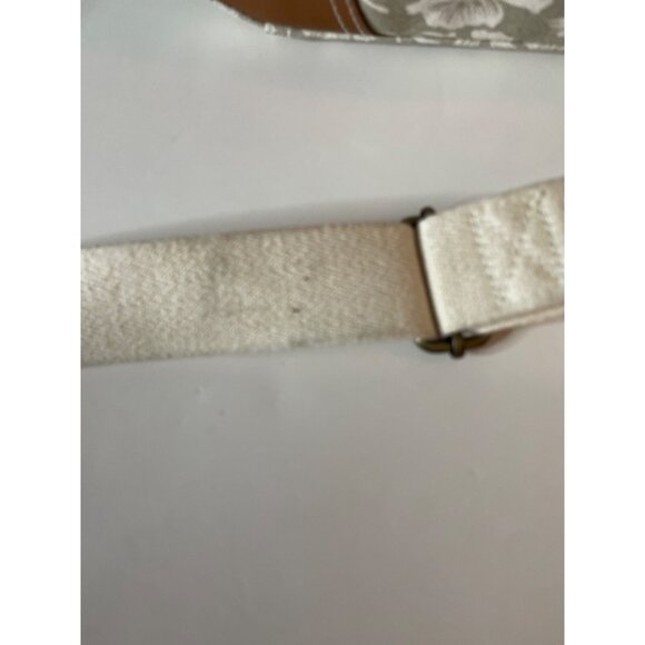 Liz Claiborne Floral Canvas Shoulder Bag Adjustable Strap White Beige Brown - Picture 8 of 12